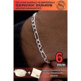 OSMANLI GÜMÜŞ Erkek Gümüş Bileklik - 6mm Figaro Model 925 Ayar Sertifikalı Faturalı Damgalı Erkek Gümüş Bileklik