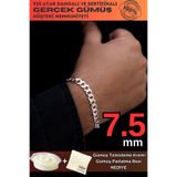 OSMANLI GÜMÜŞ Erkek Gümüş Bileklik - 7.5mm Gurmet Model 925 Ayar Sertifikalı Damgalı Gümüş Bileklik