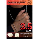 OSMANLI GÜMÜŞ Erkek Gümüş Bileklik Kolye Set - 3.5mm 925 Ayar Gümüş Yuvarlak Kral Model Set