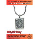 Osmanlı Gümüş Erkek Gümüş Büyük Boy Cevşen Haznesi Kolye