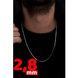 Osmanlı Gümüş Erkek Gümüş Kolye - 2.8 Mm Erkek Gümüş Kolye Kare Kral Model Oksitli