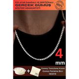 OSMANLI GÜMÜŞ Erkek Gümüş Kolye - 4mm 925 Ayar Ezme Gurmet Gümüş Kolye