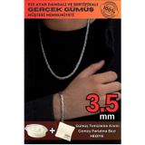 Osmanlı Gümüş Erkek Gümüş Kolye Bileklik Set - 3.5Mm Yassı Ezme Kral Gümüş Bileklik Set