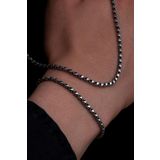 Osmanlı Gümüş Erkek Gümüş Kolye Bileklik Set - 3Mm Pullu Arnavut Zinciri Gümüş Kolye Bileklik Set