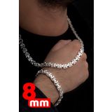 Osmanlı Gümüş Erkek Gümüş Kolye Bileklik Set - Parlak Euro Kral Kolye Bileklik Gümüş Set