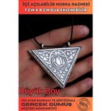 Osmanlı Gümüş Erkek Gümüş Kolye - En Büyük Boy Lale Motifli Gümüş Erkek Muska Kolye Cevşen Haznesi
