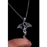 Osmanlı Gümüş Erkek Gümüş Kolye - Game Of Thrones Ejderha Figürlü Gümüş Erkek Kolye