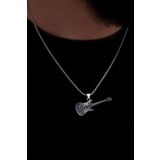 Osmanlı Gümüş Erkek Gümüş Kolye - Gitar Erkek Gümüş Kolye Zincir
