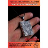 Osmanlı Gümüş Erkek Gümüş Kolye - Orta Boy Gümüş Allah Ve Muhammed Yazılı Kitap Model Muska Haznesi Cevşen