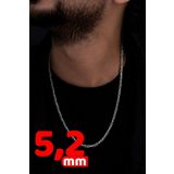 Osmanlı Gümüş Erkek Gümüş Kolye Yuvarlak Kral Model 5,2 Mm