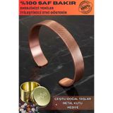OSMANLI GÜMÜŞ Erkek Kadın Bakır Bileklik - Çapraz Izgara Çizgi Motif Bilezik Doğal Taşlar Ve Metal Kutulu