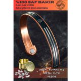 Osmanlı Gümüş Erkek Kadın Bakır Bileklik - Hakiki Deri Viking İskandinav İşlemeli Mıknatıslı Metal Kutu Kuvars