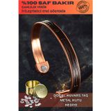 Osmanlı Gümüş Erkek Kadın Bakır Bileklik - Hakiki Deri Viking İskandinav Mıknatıslı Metal Kutu Kuvars