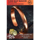 Osmanlı Gümüş Erkek Kadın Bakır Bileklik - İsim Yazılabilir Düz Parlak Model Metal Kutu Kuvars