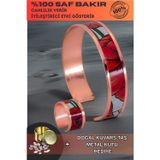 Osmanlı Gümüş Kadın Bakır Bileklik - Chlara Model Özel Baskı Metal Kutu Ve Kuvars Taşı