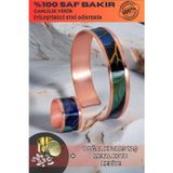 Osmanlı Gümüş Kadın Bakır Bileklik - Elisa Model Özel Baskı Metal Kutu Ve Kuvars Taşı