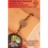 Osmanlı Gümüş Kadın Bakır Bileklik - Lotus Çiçeği Model Kadın Bakır Kelepçe Bileklik Bilezik