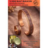 OSMANLI GÜMÜŞ Kadın Bakır Bileklik Yüzük Set - Lana Model Özel Baskı Metal Kutu Ve Doğal Taş