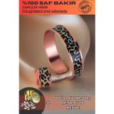 Osmanlı Gümüş Kadın Bakır Bileklik Yüzük Set - Leopar Model Özel Baskı Metal Kutu Ve Kuvars Taşı