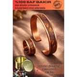 OSMANLI GÜMÜŞ Kadın Bakır Bileklik Yüzük Set - Sonbahar İnce Model Özel Baskı Metal Kutu Ve Doğal Taş