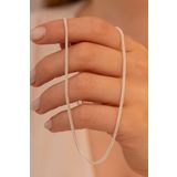Osmanlı Gümüş Kadın Gümüş Kolye - 1.6Mm Beyaz Tilki Kuyruğu Zincir Gümüş Kadın Kolye