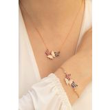 Osmanlı Gümüş Kadın Gümüş Kolye Bileklik Set - Rose Kelebek Model Gümüş Kolye Bileklik Set