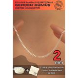 OSMANLI GÜMÜŞ Kadın Kolye - 2mm 925 Ayar Gümüş - Parlak Gurmet Model Kadın Gümüş Kolye