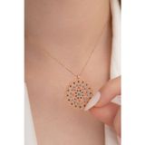 Osmanlı Gümüş Kadın Rose Mix Taşlı Rose Yaşam Çiçeği Model 5 Gümüş Kolye