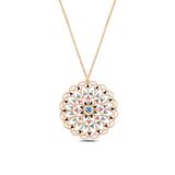 Osmanlı Gümüş Kadın Rose Mix Taşlı Rose Yaşam Çiçeği Model 5 Gümüş Kolye