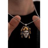 Osmanlı Gümüş Medusa - Erkek Kolye - Kadın Kolye - Medusa Model Çelik Kolye