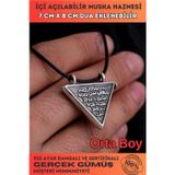 Osmanlı Gümüş Nazar Duası Yazılı Gümüş Cevşen Muska Haznesi Orta Boy