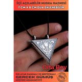 Osmanlı Gümüş Orta Boy Lale Modeli Gümüş Muska Cevşen Haznesi