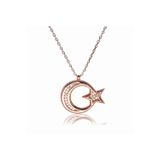 Osmanlı Gümüş Rose Gümüş Bayan Ayyıldız Bayrak Kolye