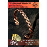 Osmanlı Gümüş Saf Bakır Bileklik Otantik Model Örgü Metal Kutu Kuvars Taş, Kadın Erkek Kelepçe