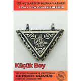 Osmanlı Gümüş Tuğra Motifli Gümüş Kolye Cevşen Muska Küçük Boy