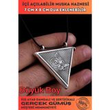 Osmanlı Gümüş Tuğralı Erkek Gümüş Cevşen Muska Haznesi Büyük Boy