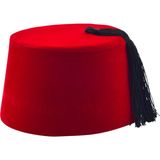 Osmanlı Kırmızı Erkek Püsküllü Damat Kına Fesi 11,5cm Uzun (52 cm)