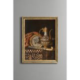 Osmanlı Motifli Antika İbrik ve İşlemeli Dekoratif Obje - Vintage Desenli Çerçeve - İnce Model, Altın4, 21 x 30