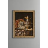 Osmanlı Motifli Antika İbrik ve İşlemeli Dekoratif Obje - Vintage Desenli Çerçeve - İnce Model, Altın5, 21 x 30