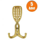 Osmanlı Portmanto Vestiyer Duvar Askısı Dolap Elbise Askılığı Gold (5 Adet)