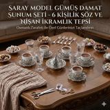 Osmanlı Saray Model Gümüş Damat Sunum Seti, 6 Kişilik, Söz ve Nişan İkramlık, Osmanlı Tarzı (Tepsi Dahil Değildir)