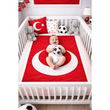 Osmanlı Triko Türkiye Bebek Battaniyesi-Ay Yıldız Battaniye-Kırmızı Beyaz Battaniye- - Kırmızı - Beyaz - 80x100