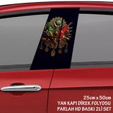 Osmanlı Tuğra Oto Sticker - Yeni Nesil Hd Baskı Kalitesi Araba Kapı Direkleri Kaplama Folyosu - Tuning Modifiye Aksesuar