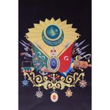 Osmanlı Tuğrası Masa Bayrağı Saten Kumaş Dijital Baskı 15X22,5 Cm