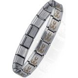 Osmanlı Üç Hilal Bayrağı Italyan Charm Unisex Çelik Bileklik SCB58 - 18 cm - Beyaz