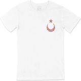 Osmanlıca Türkiye Cumhuriyeti Ay Yıldızlı Cep Logo Tasarımlı Beyaz Tişört; Xl