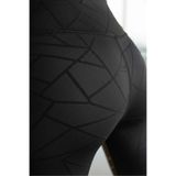 OsmanogluWear Siyah Kadın Geometrik Desenli Dalgıç Kumaş - Yüksel Bel - Toparlayıcı Tayt