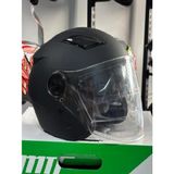 Oso Polar Güneş Gözlüklü Vizörlü Açık Motosiklet Kaskı Yarım Kask - Mat Siyah