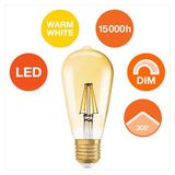 Osram Edison Fil Dim 6.5 W Sarı Klasik E27 Duy Led Ampul (6'Li Paket)