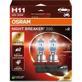 Osram H11 Night Breaker 220 Halojen Ampul 55 W 12V 2 Adet Yüksek Parlaklık ve Güçlü Işık